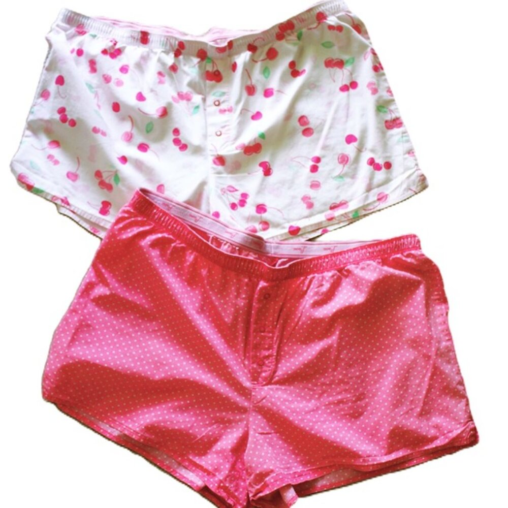 GAP Body - 100% Cotton Retro Pajama Shorts in Pink (Polka Dot & Cherry Print)